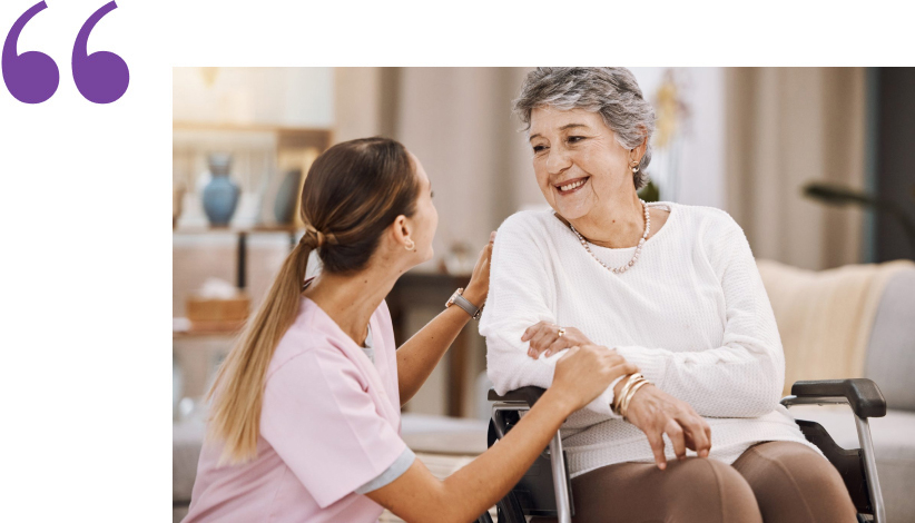 Caregiver and senior woman laughing Gallery